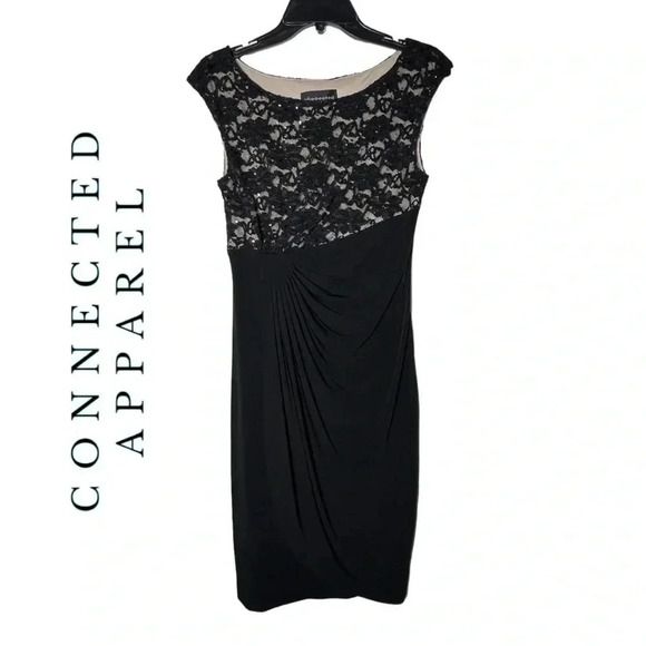 1778. CONNECTED APPAREL FORMAL COCKTAIL MINI‎ DRESS SLEEVELESS LACE WITH SEQUINS - Picture 1 of 9